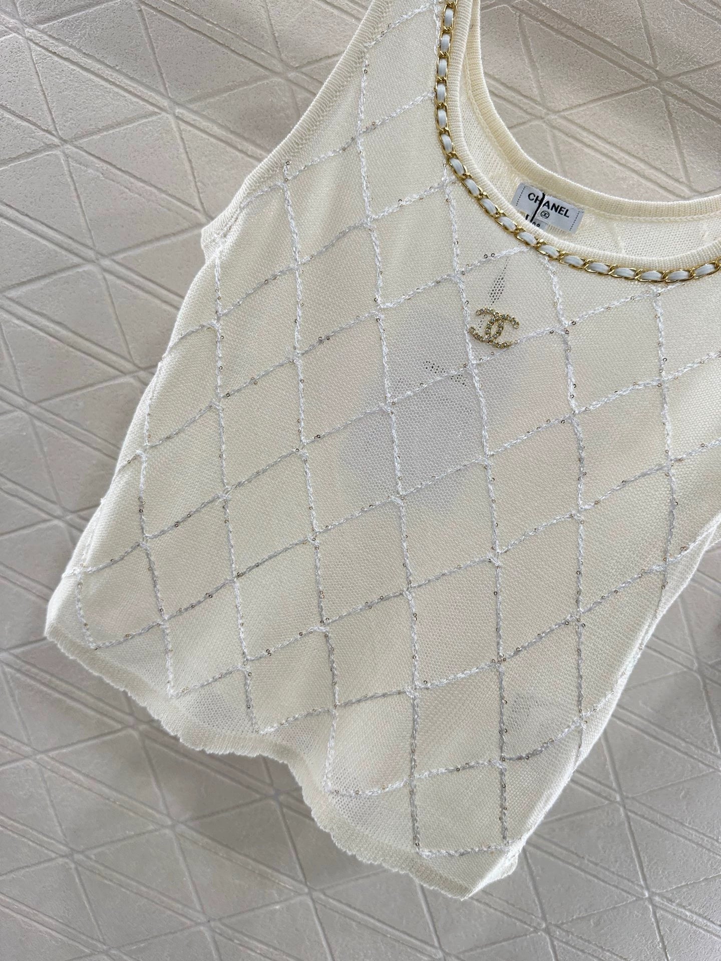 2025 Summer New Arrival Diamond Chain Knitted Vest