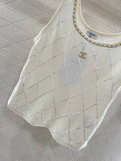2025 Summer New Arrival Diamond Chain Knitted Vest