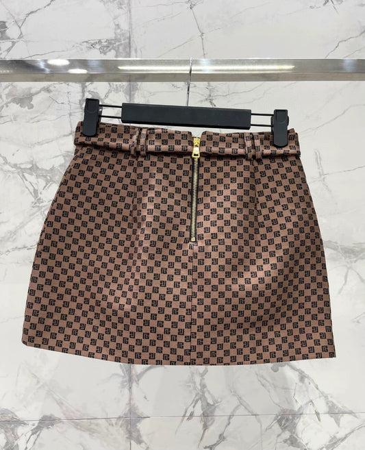 BA 25 new jacquard buckle wool skirt