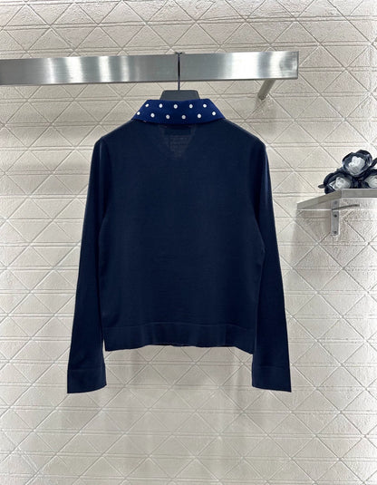 Mi 25 Polka dot lapel knitted cardigan