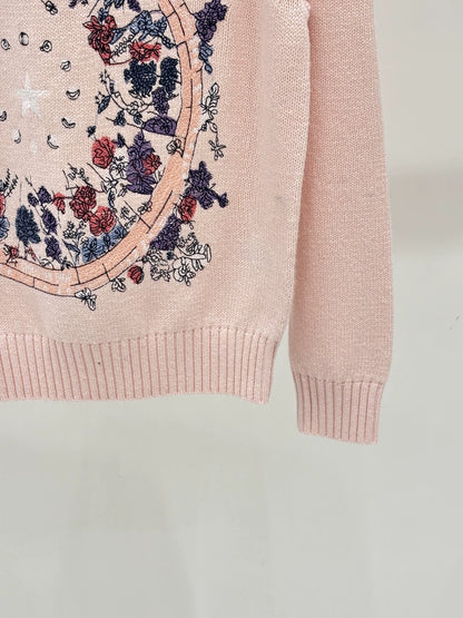 D 25 new letter star flower embroidery jacquard simple casual knitted long-sleeved top