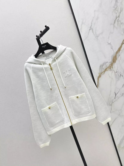 Ce 25 Jacquard Knit Cardigan Hoodie