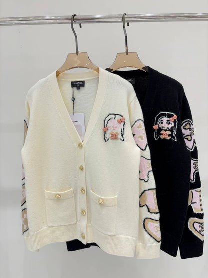 C 25 Spring/Summer New Style Girls Logo Casual Knit Cardigan