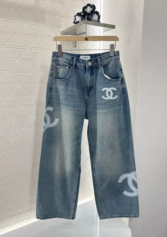 C Spring/Summer 25 Lace Embroidered Denim Trousers