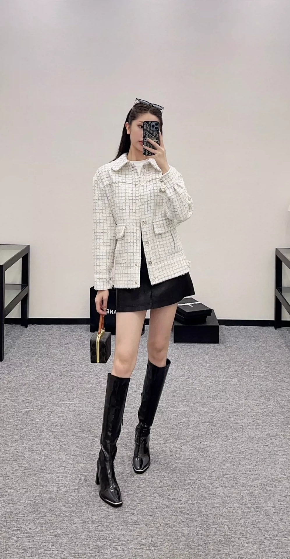 C 25 Plaid Tweed Lapel Jacket