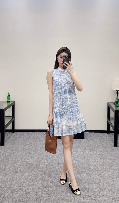 D 25 Paris Arc de Triomphe map print sleeveless dress