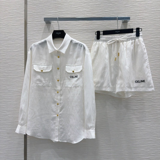 Ce 25 New Pocket Long Sleeve Shirt Shorts Set