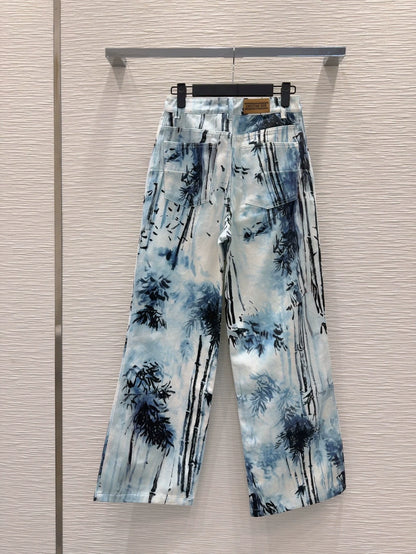 D 25 New Ink Painting Print Jeans