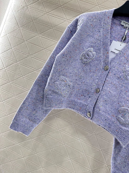 C 25 Plush lettering logo knitted cardigan
