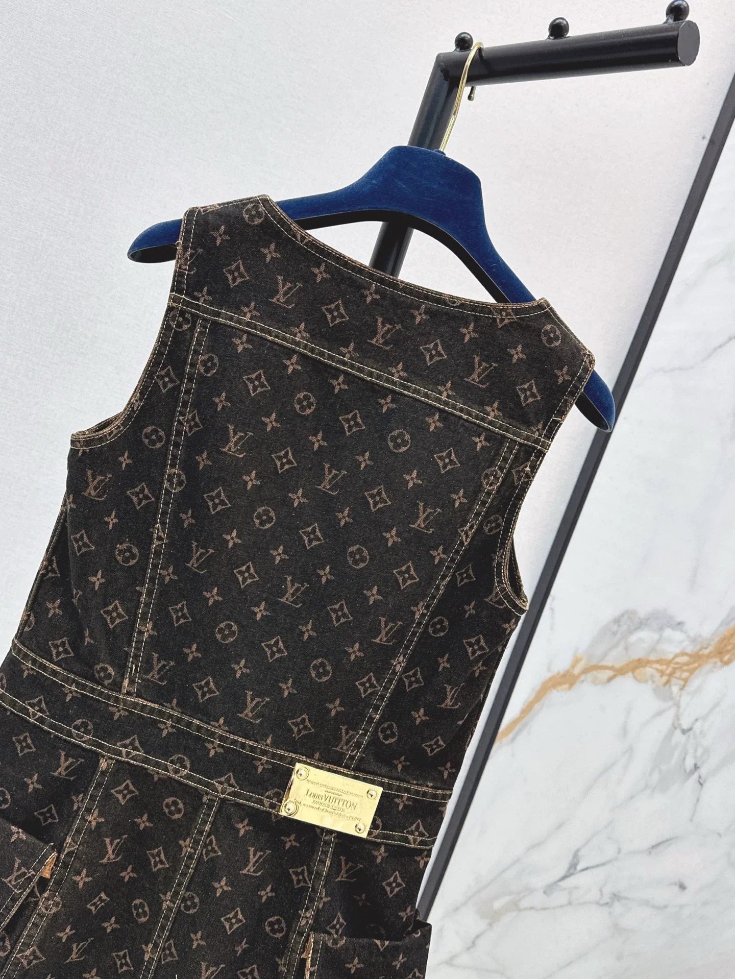 L 2025 Summer New Printed Denim Vest Dress