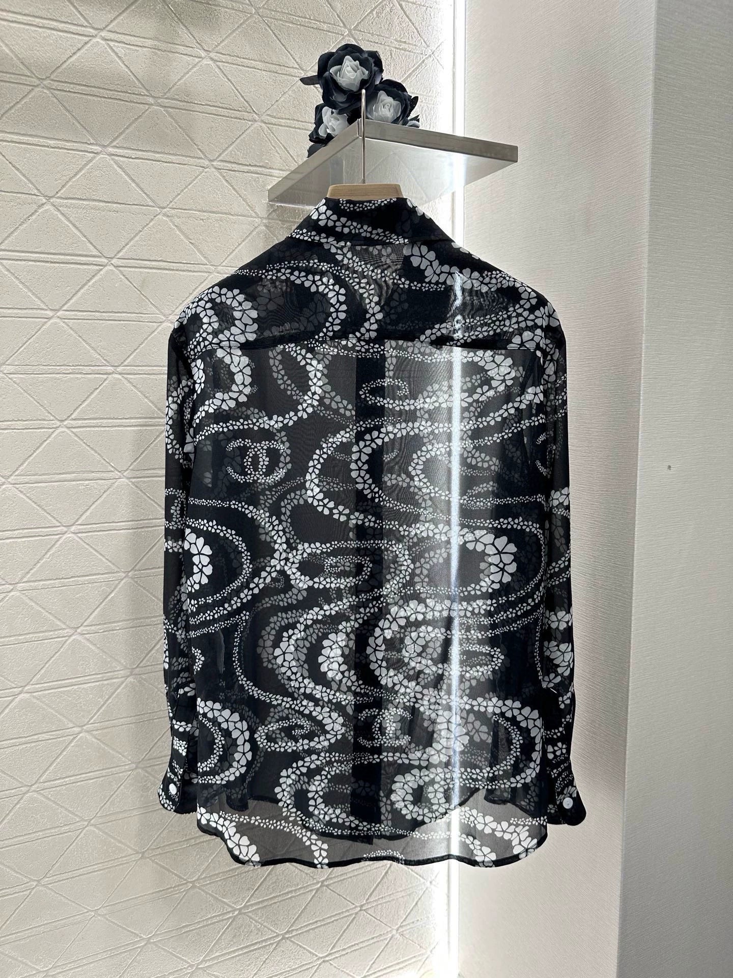 C 25 Printed Lapel Shirt（Black，Pink，Orange）