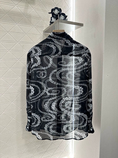 C 25 Printed Lapel Shirt（Black，Pink，Orange）