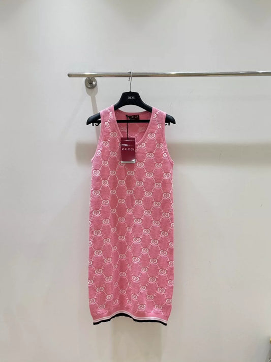 G 25 New Monogrammed Jacquard Knit Vest Dresses
