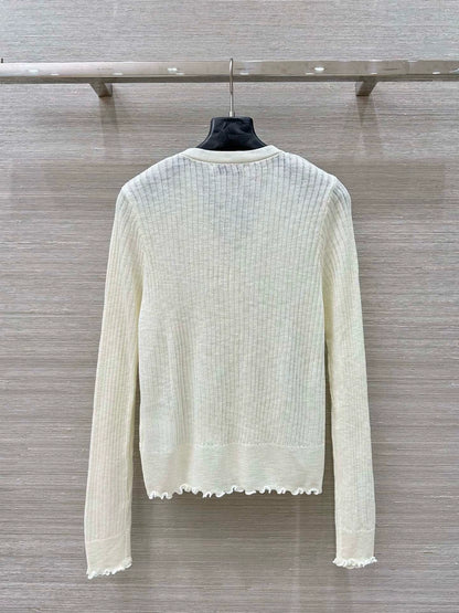 M 25 Lace trim Cardigan(white black pink)