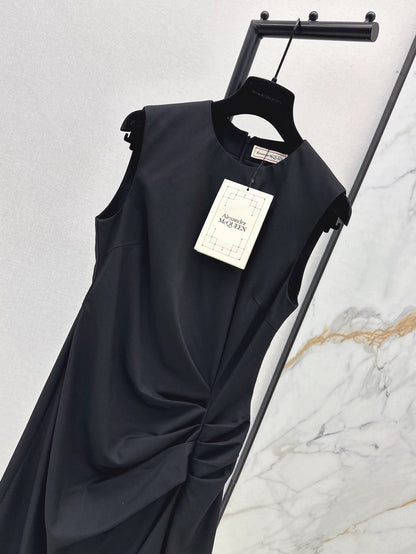 mcq 25 irregular pleated sleeveless vest dress