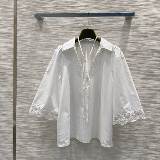 G 25 New Hollowed Out Paneled Shirt Set