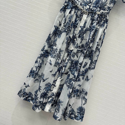 D 25 Spring/Summer New Printed Petticoat Neck Short Sleeve Dresses