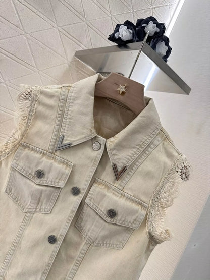 Ensemble gilet et jupe en dentelle style cowboy V 25 