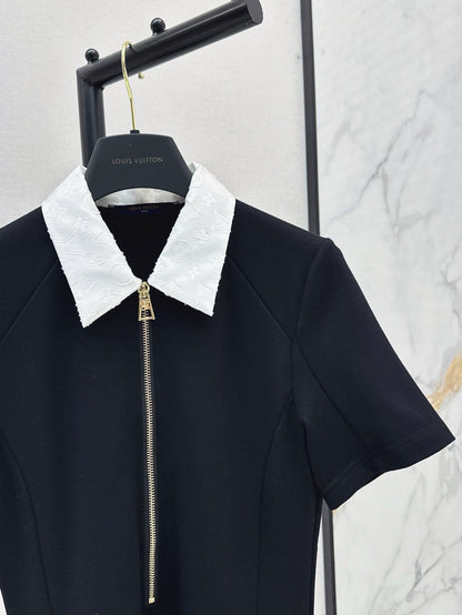 L 25 Spring/Summer New Letter Color Collision Lapel Dresses