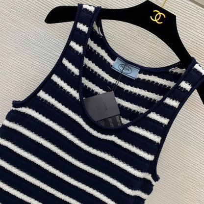 P 25 new striped sleeveless vest dress knitted dress