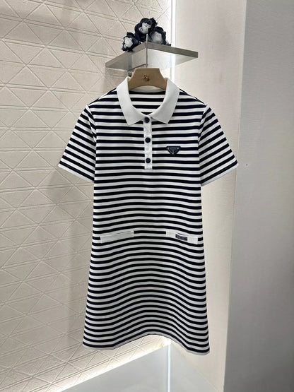 p Spring/Summer 25 Striped short-sleeved dress.
