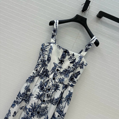 D 25 Spring/Summer New Printed Halter Sheath Waist Dresses