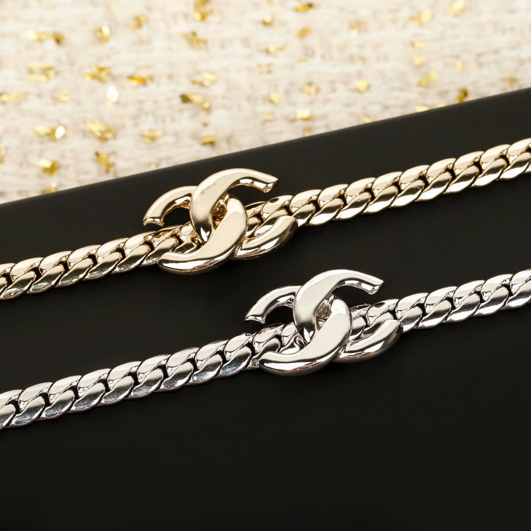 25 Summer new snake bone choker double C necklace