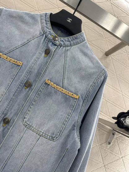 V 25 Floral beaded denim jacket