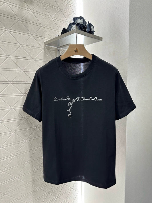 C 25 Round neck embroidered letters short sleeve T-shirt