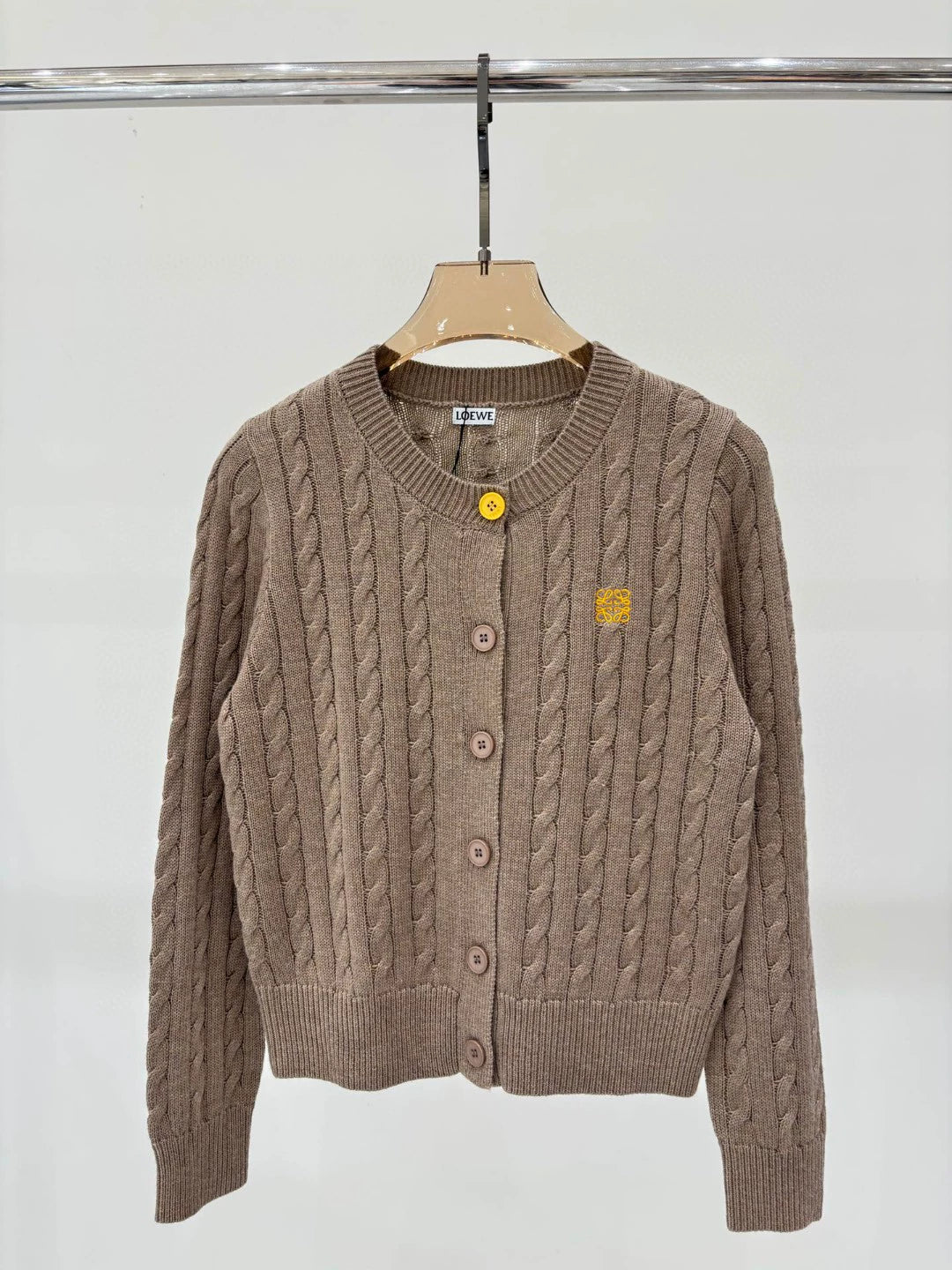 LO 25 Spring and Summer New Round Neck Letter Logo Embroidered Button Knitted Cardigan