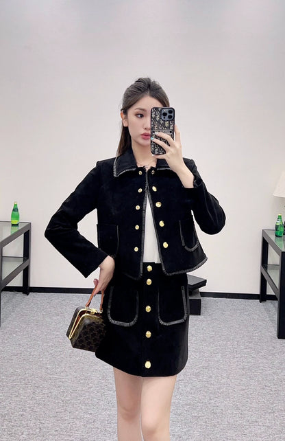 CE 25 Genuine Leather Jacket and Skirt Set