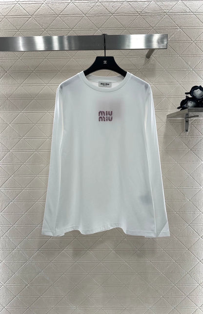 M 25 Crew-neck, rhinestone-embellished long-sleeved top