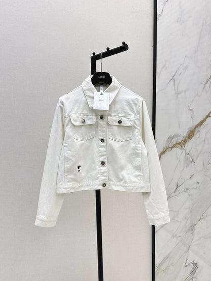 D 25Ss Early Fall New Back Print Denim Jacket（white green pink）