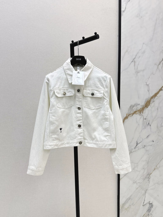 D 25Ss Early Fall New Back Print Denim Jacket（white green pink）