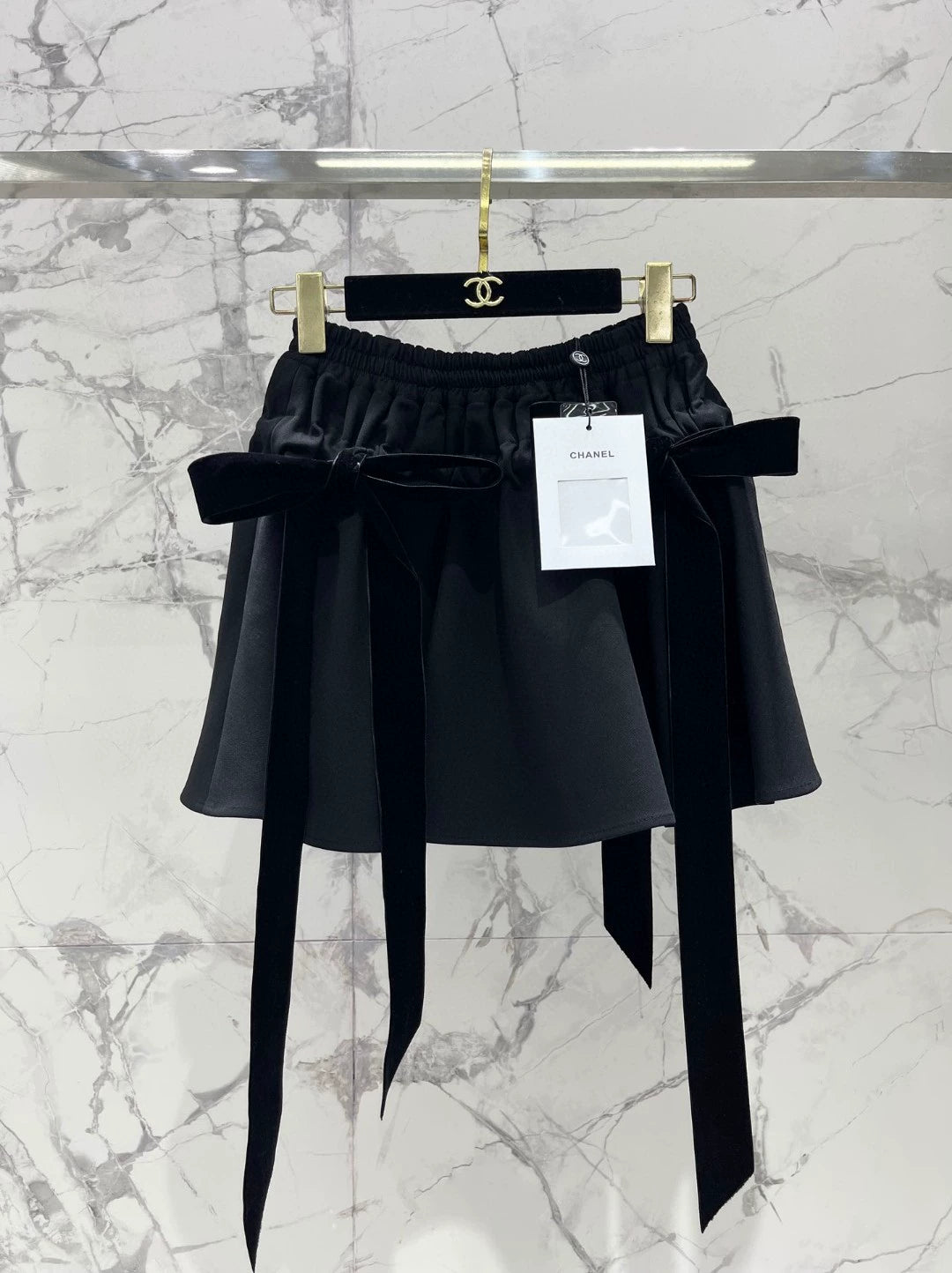 C 25 new style Hepburn style slim bow tie black A-line short skirt