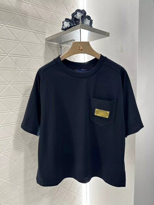 L 25 spring and summer new metal logo round neck short sleeve T-shirt