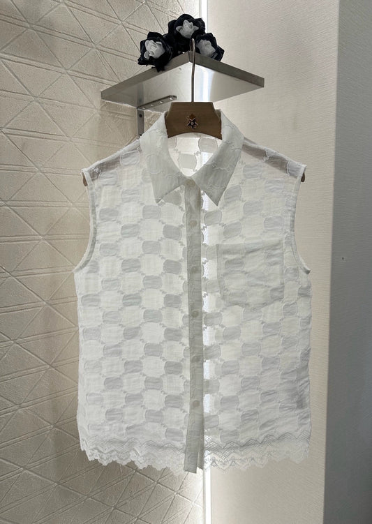 G 25 spring and summer new lace splicing jacquard sleeveless tops