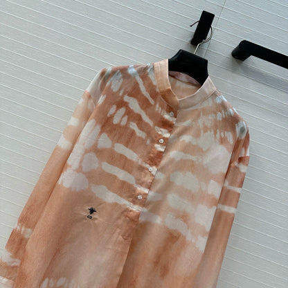 D 25 Spring/Summer Vacation Style New Water Wave Tie-Dye Long Sleeve Shirt