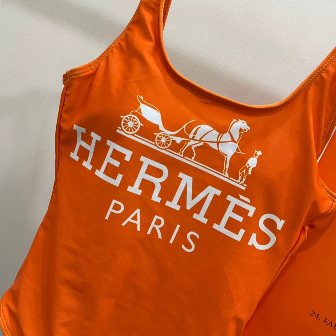 H 25 New Orange One-piece Swimsuit