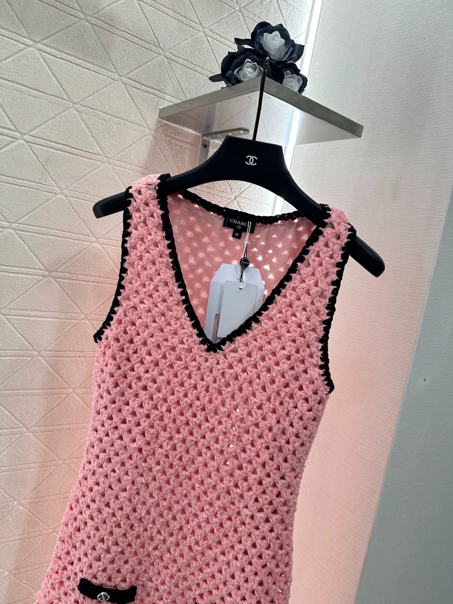 C 25 Hollow Knit Vest Dress
