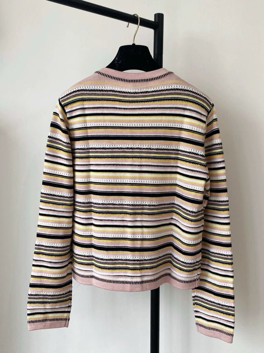 C 25 new striped round neck cardigan