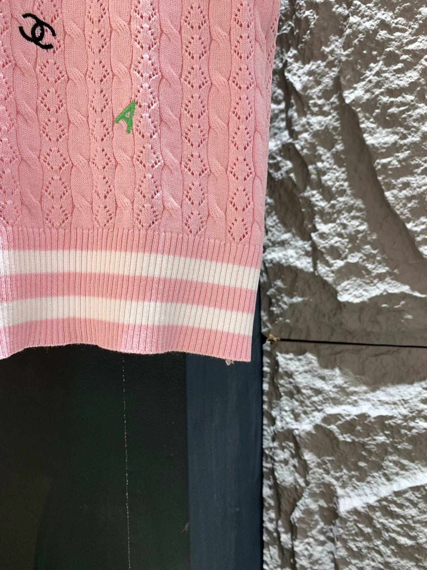 L 25 Neue dreidimensionale stickerei brief stricken kurzarm