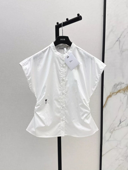 D 25 Spring/Summer New Minimalist Waisted Standing Collar Shirt