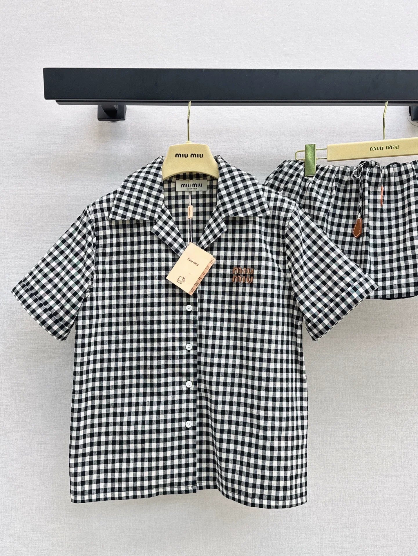 m 2025 Summer New Plaid Suit Loose Shirt + Mini Skirt