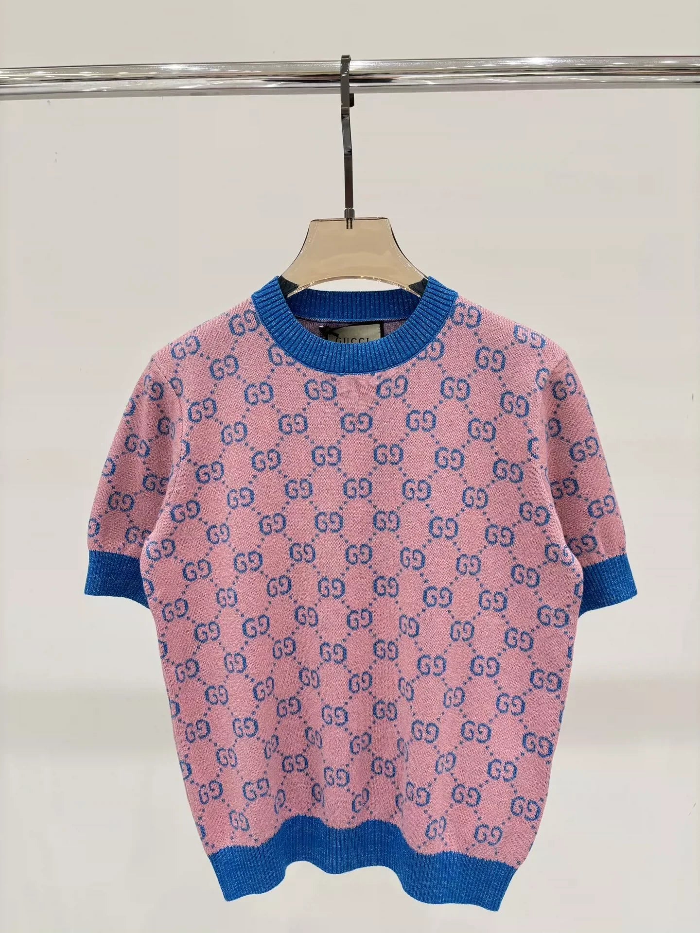 2025 early spring new round neck letter l knitted short sleeves