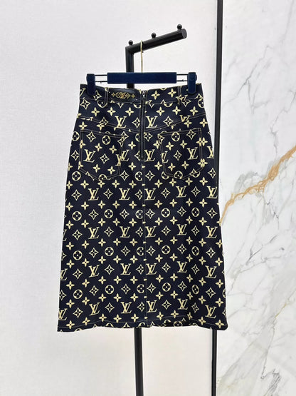 L 25 Spring/Summer New Old Flower Denim Half-body Skirt