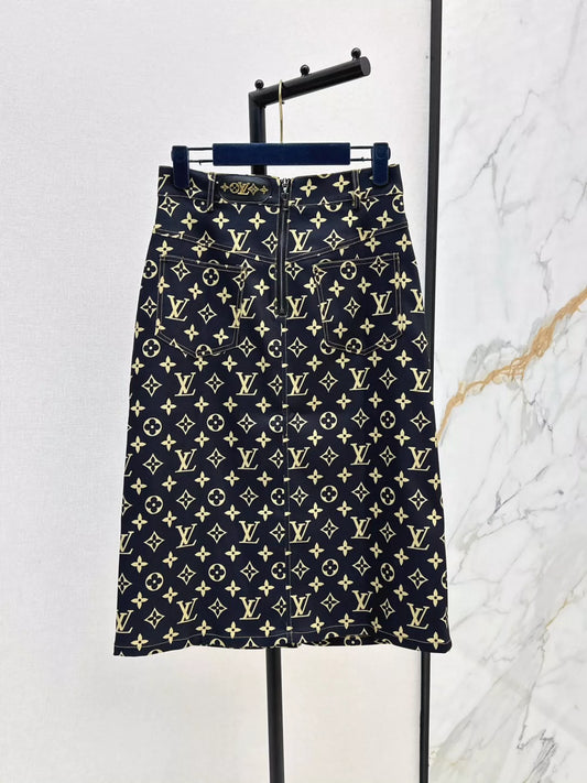 L 25 Spring/Summer New Old Flower Denim Half-body Skirt