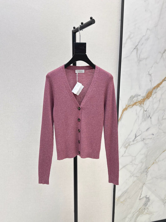 BRU 25Ss Autumn/Winter New Elegant Half-Turtleneck V-Neck Cardigan
