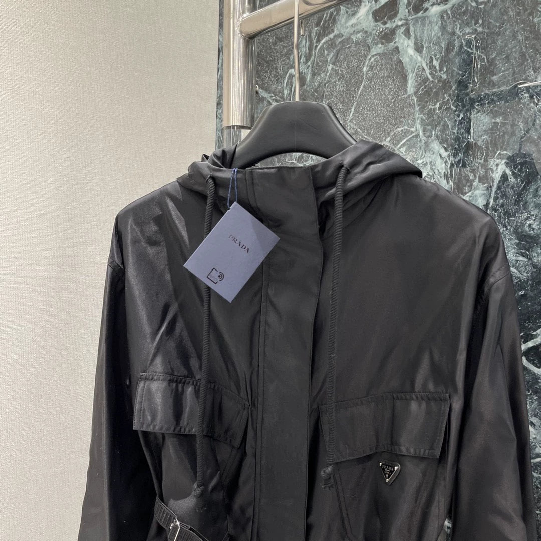 P 25 Spring/Summer New Trench Coat Hooded Belt Trench Coat + Half Skirt Set