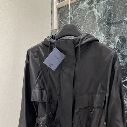 P 25 Spring/Summer New Trench Coat Hooded Belt Trench Coat + Half Skirt Set